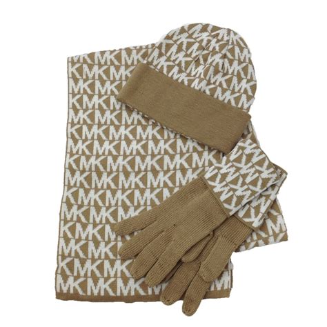 women's michael kors glove w mk logo brown|Michael Kors women's hat.